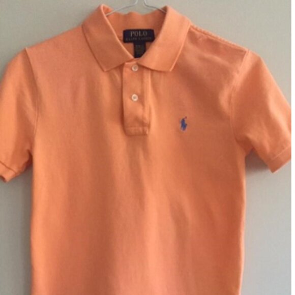 Ralph Lauren Boys Classic Polo Button Collar Shirt orange Size 10/12 - Picture 2 of 4